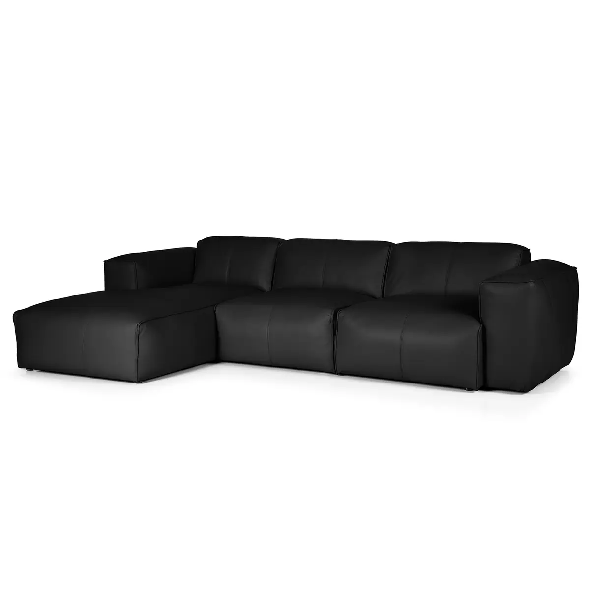 Ecksofa 3-Sitzer mit Longchair Neka | Schwarz