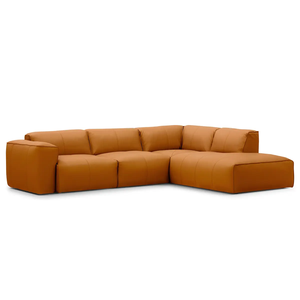 Ecksofa 3-Sitzer mit Recamiere Braun Echtleder Neka | Braun