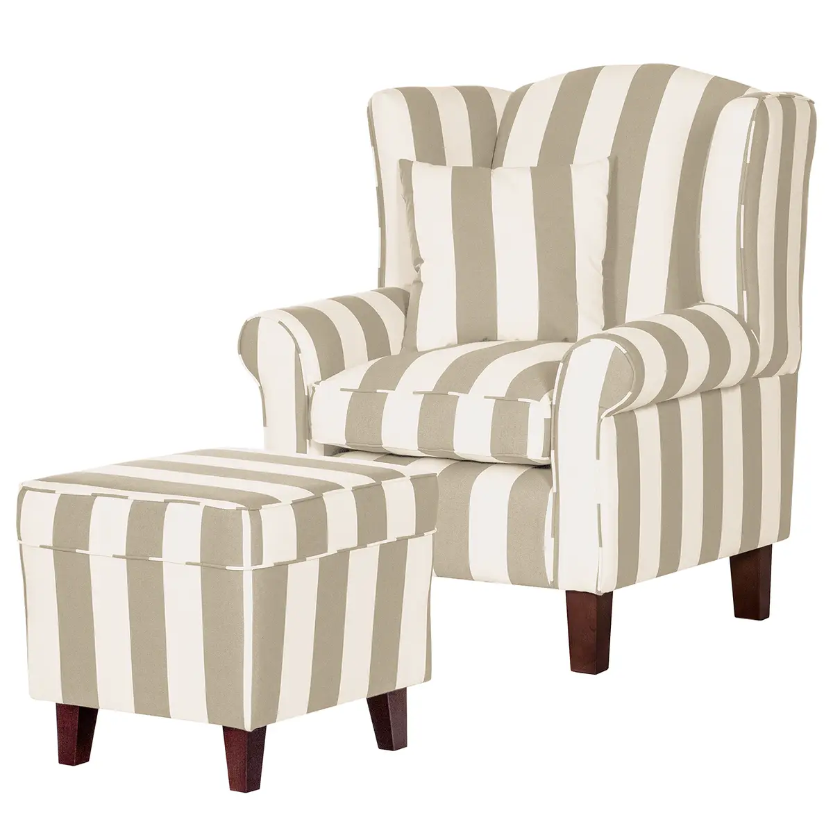 Sessel Beige mit Hocker | Beige