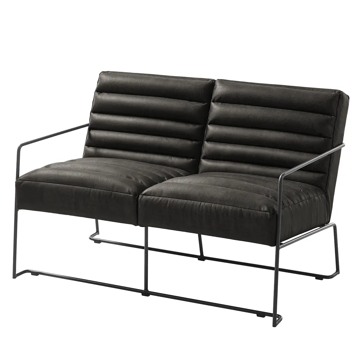 home24 Sofa 2-Sitzer Grau/Basalt | Grau