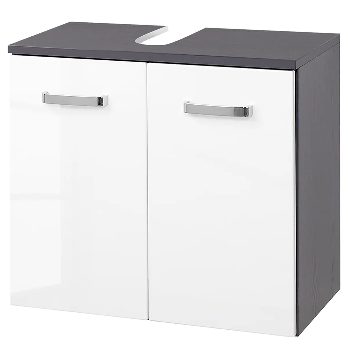 Waschbeckenunterschrank II 60cm Weiß/Hochglanz Weiß/Graphit