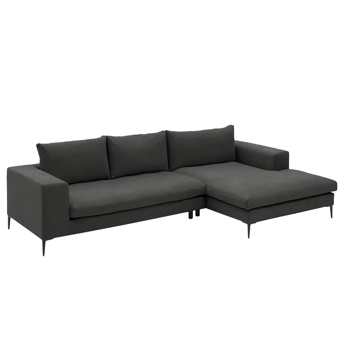 Ecksofa mit Longchair Grau/Dunkelgrau Webstoff Caya | Grau
