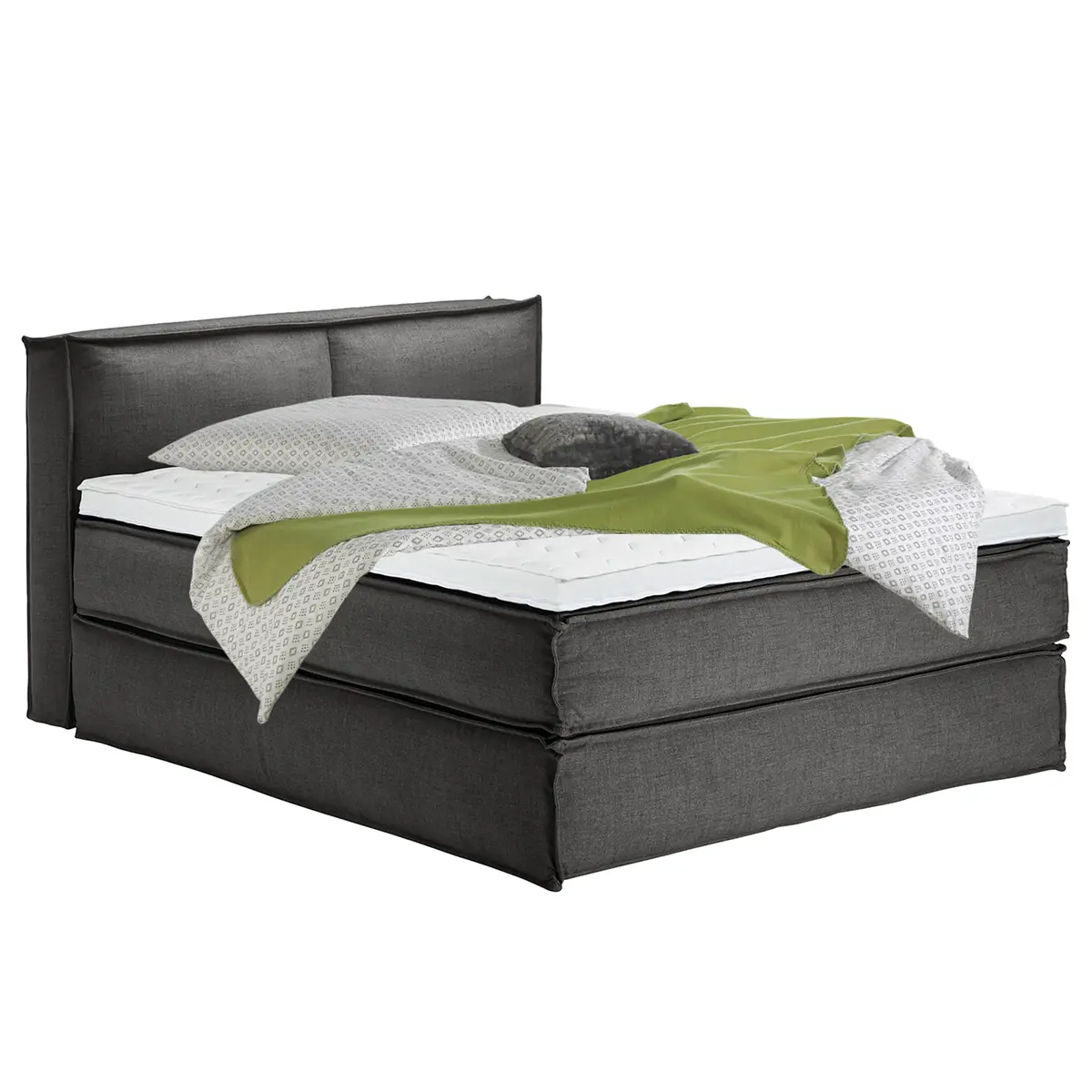 Premium Boxspringbett mit Kopfteil 160 x 200cm Flachgewebe
