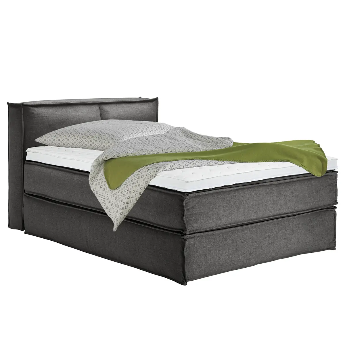 Premium Boxspringbett mit Kopfteil | Grau