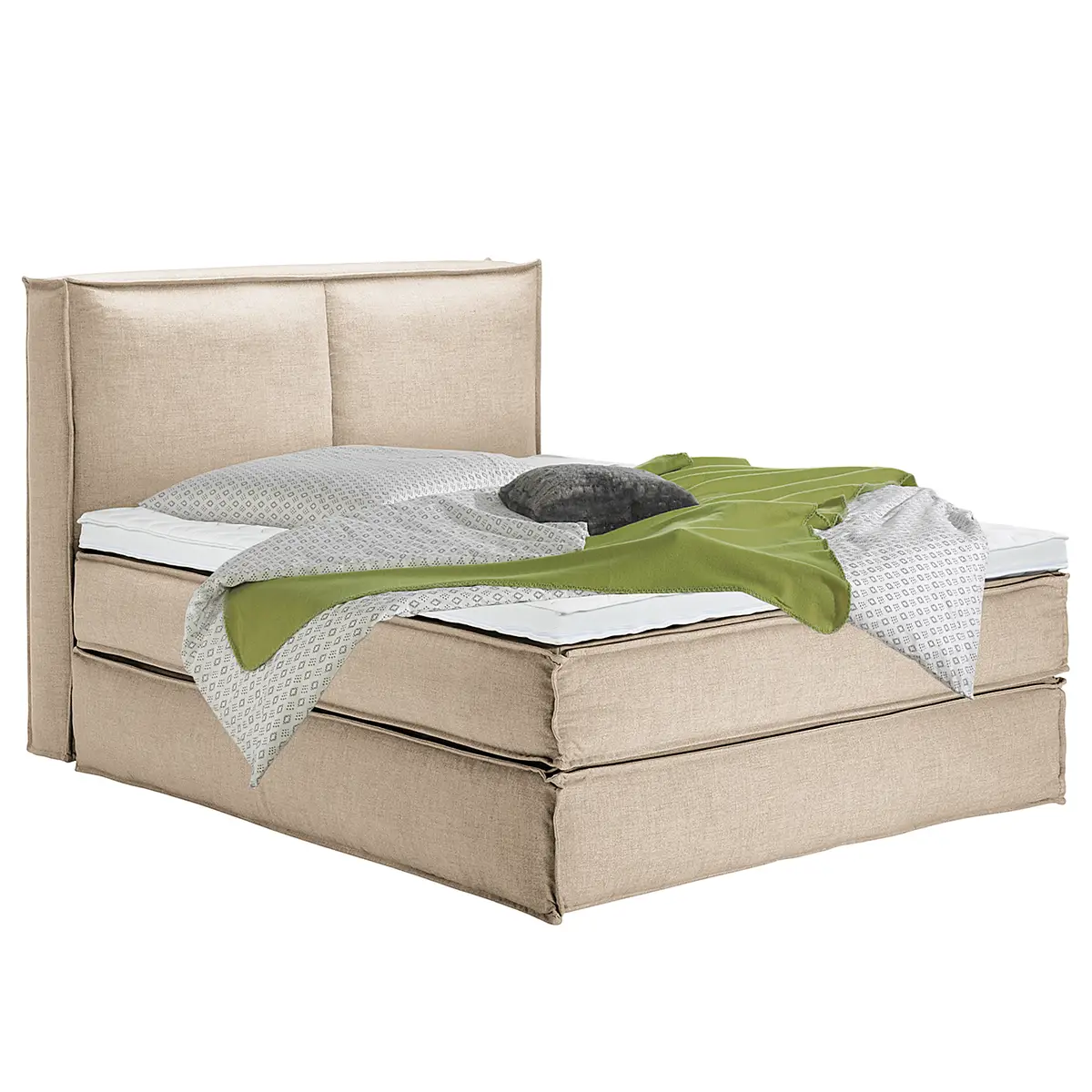 Premium Boxspringbett mit Kopfteil | Beige