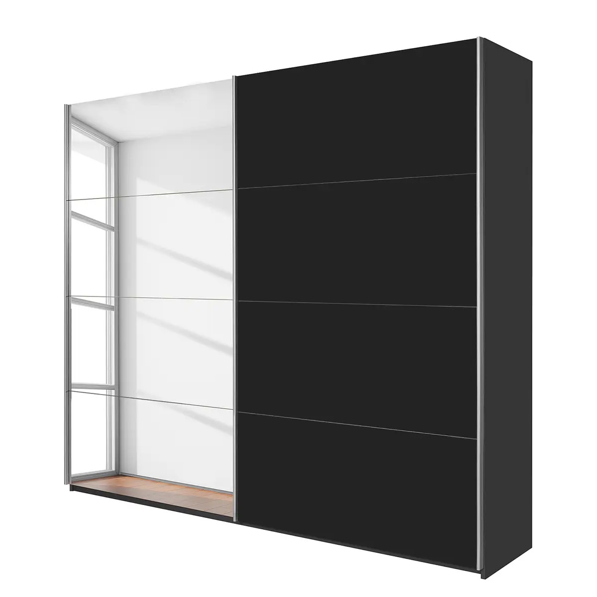 Schwebetürenschrank Spiegel | Grau