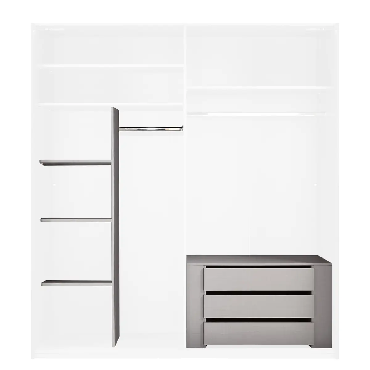 Zubehör für Kleiderschrank 90/90 210cm Grau Comfort | Grau