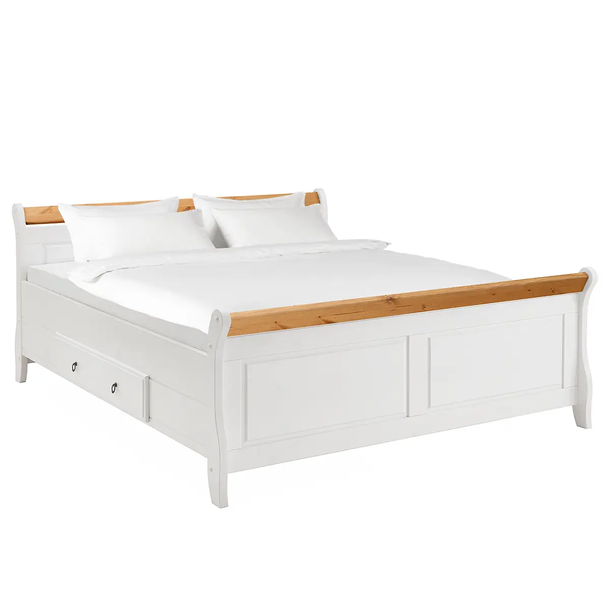 Massivholz-Doppelbett 140 x 200cm | Holztöne