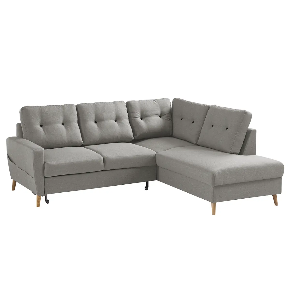 Ecksofa mit Ottomane Grau/Grau Webstoff Luba | Grau