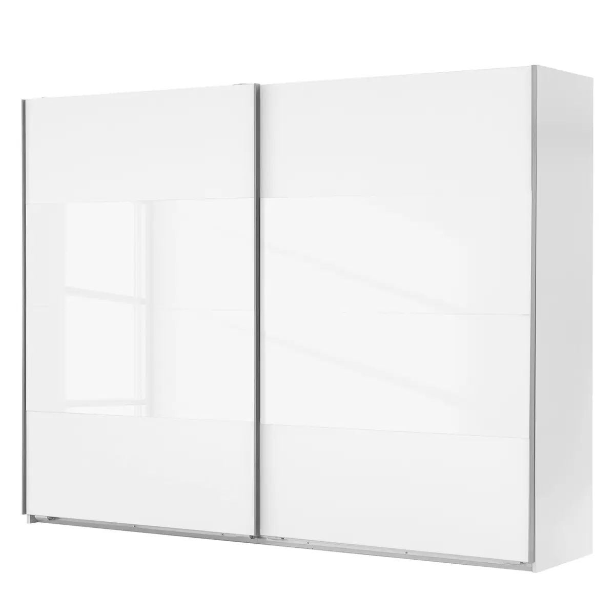 Schwebetürenschrank I 225 x 210cm Weiß/Polarweiß/Weißglas