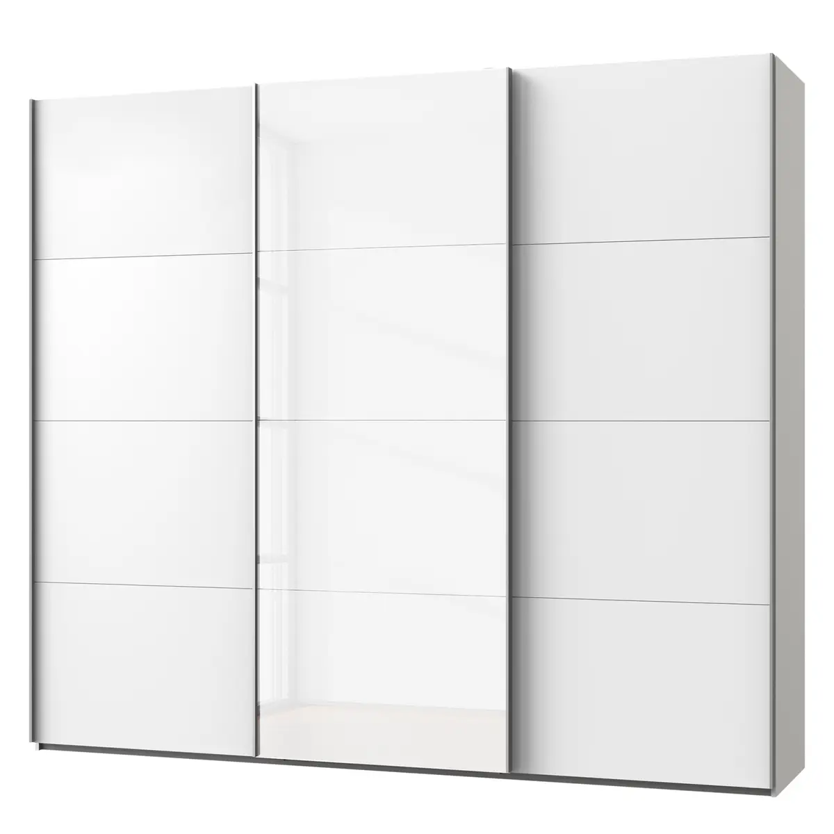 Schwebetürenschrank I 313 x 210cm Weiß/Polarweiß/Weißglas