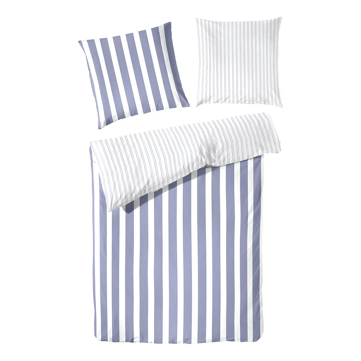 Perkal-Bettwäsche flat stripe | Blau