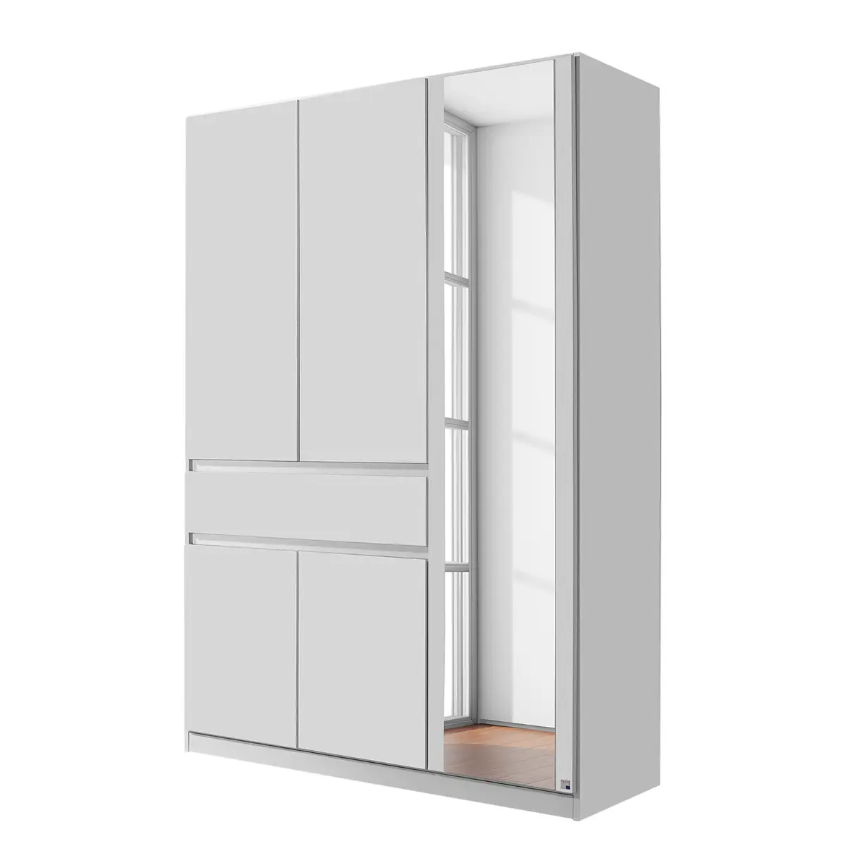 Drehtürenschrank 136cm Weiß/Alpinweiß | Weiß