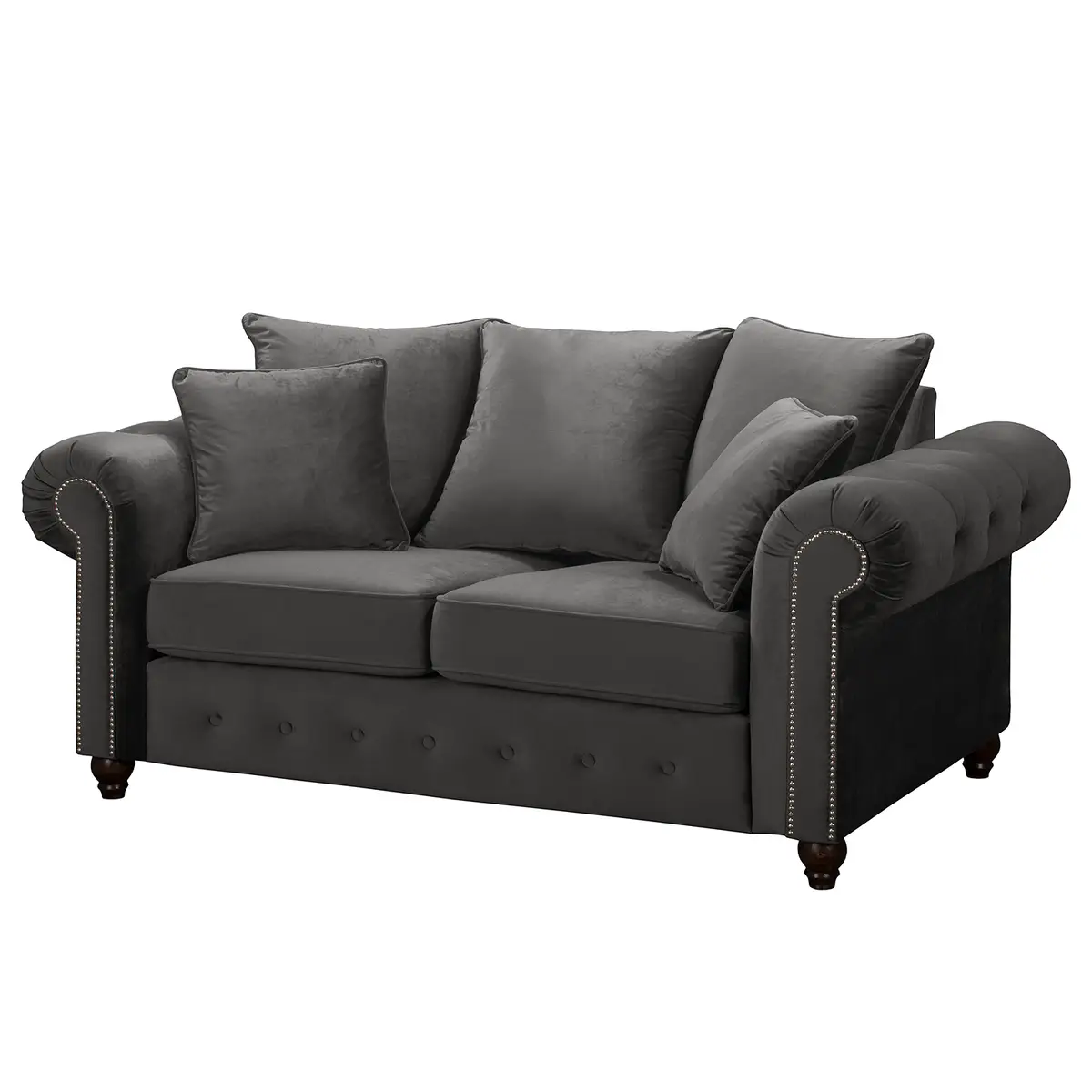 Sofa 2-Sitzer Grau Samt | Grau