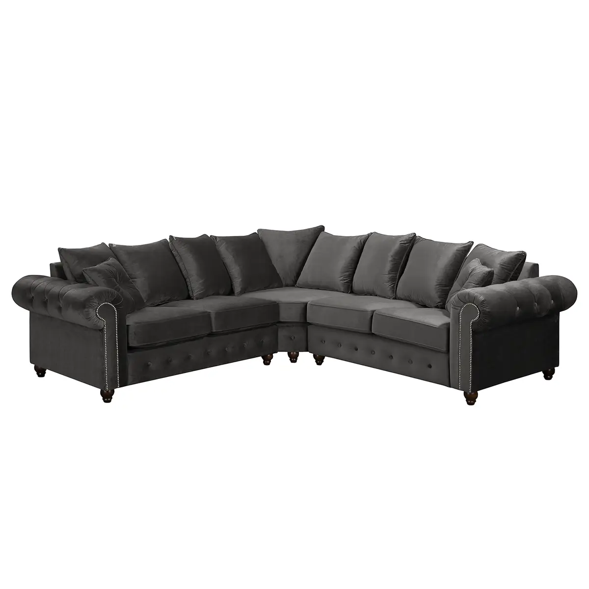Ecksofa Grau Samt | Grau