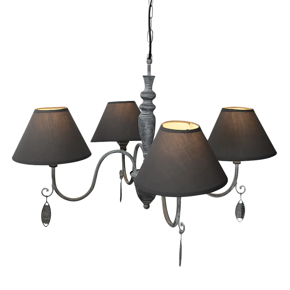Kronleuchter Castellum Ø 55cm Grau/Grau Baumwollstoff E14