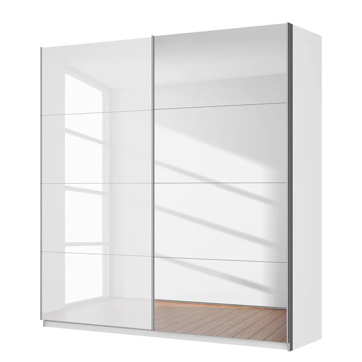 Schwebetürenschrank gloss reflect 225 x 236cm Weiß/Hochglanz Weiß 2