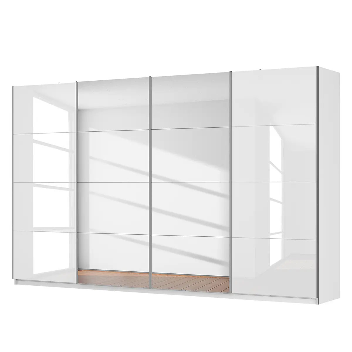 Schwebetürenschrank gloss reflect | Weiß