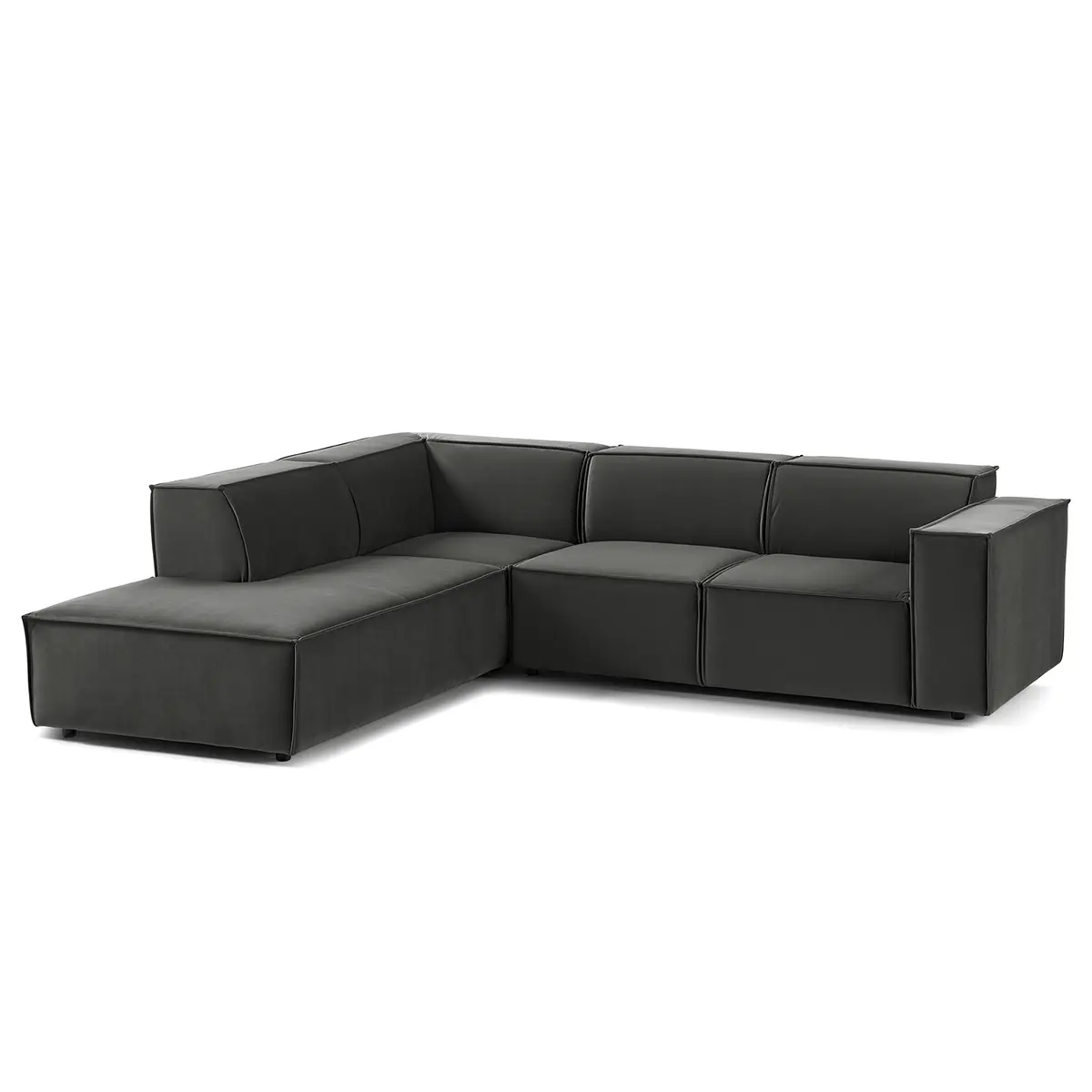 Ecksofa mit Ottomane Grau/Grau Samt Shyla | Grün