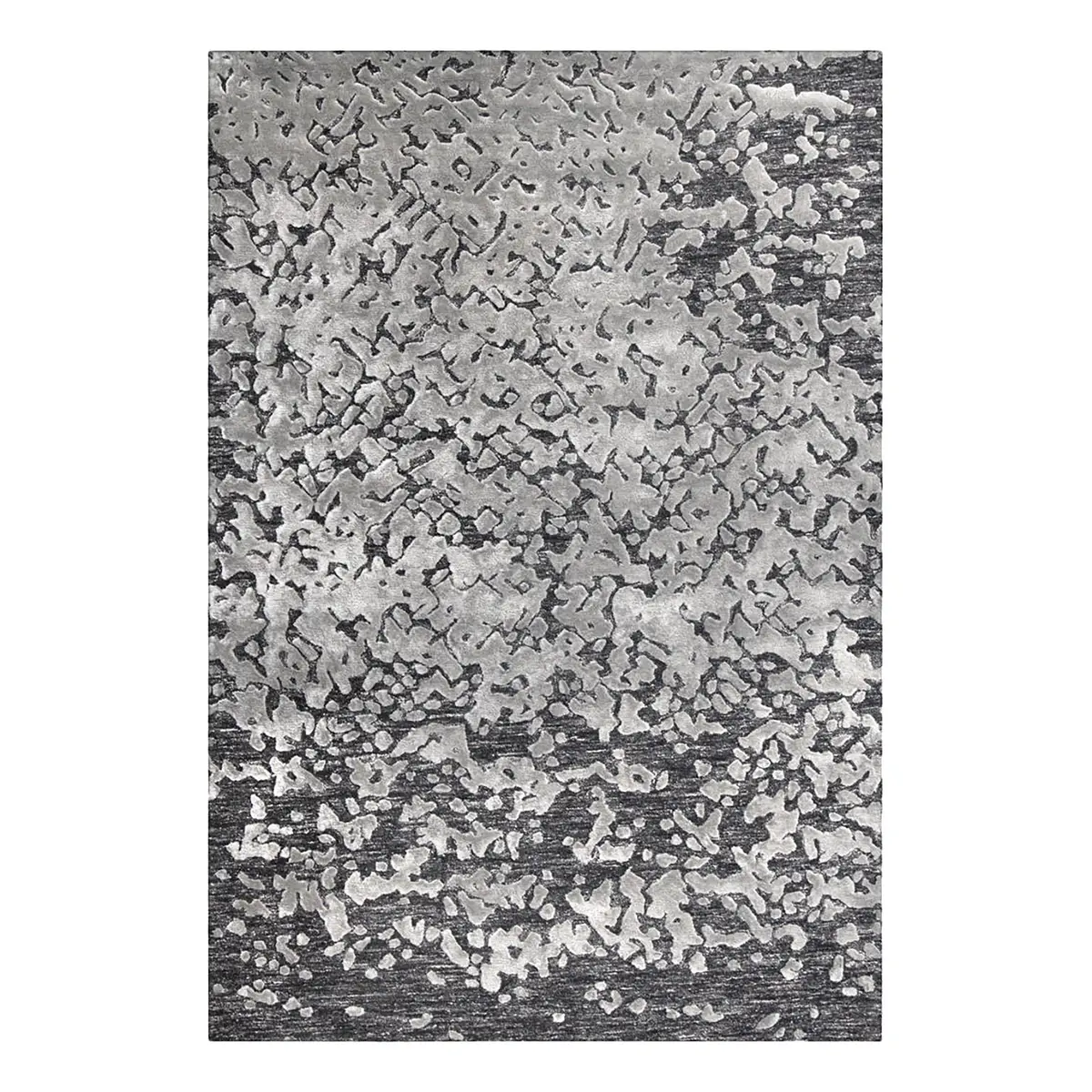 Kurzflorteppich Damast Cozy Grau 120 x 180cm Wolle | Grau