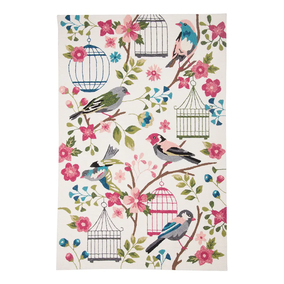 In-/Outdoorteppich Birds Weiß Kunstfaser | Weiß