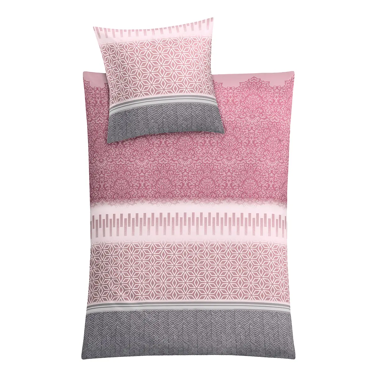 Mako-Satin-Bettwäsche Estrella | Rosa