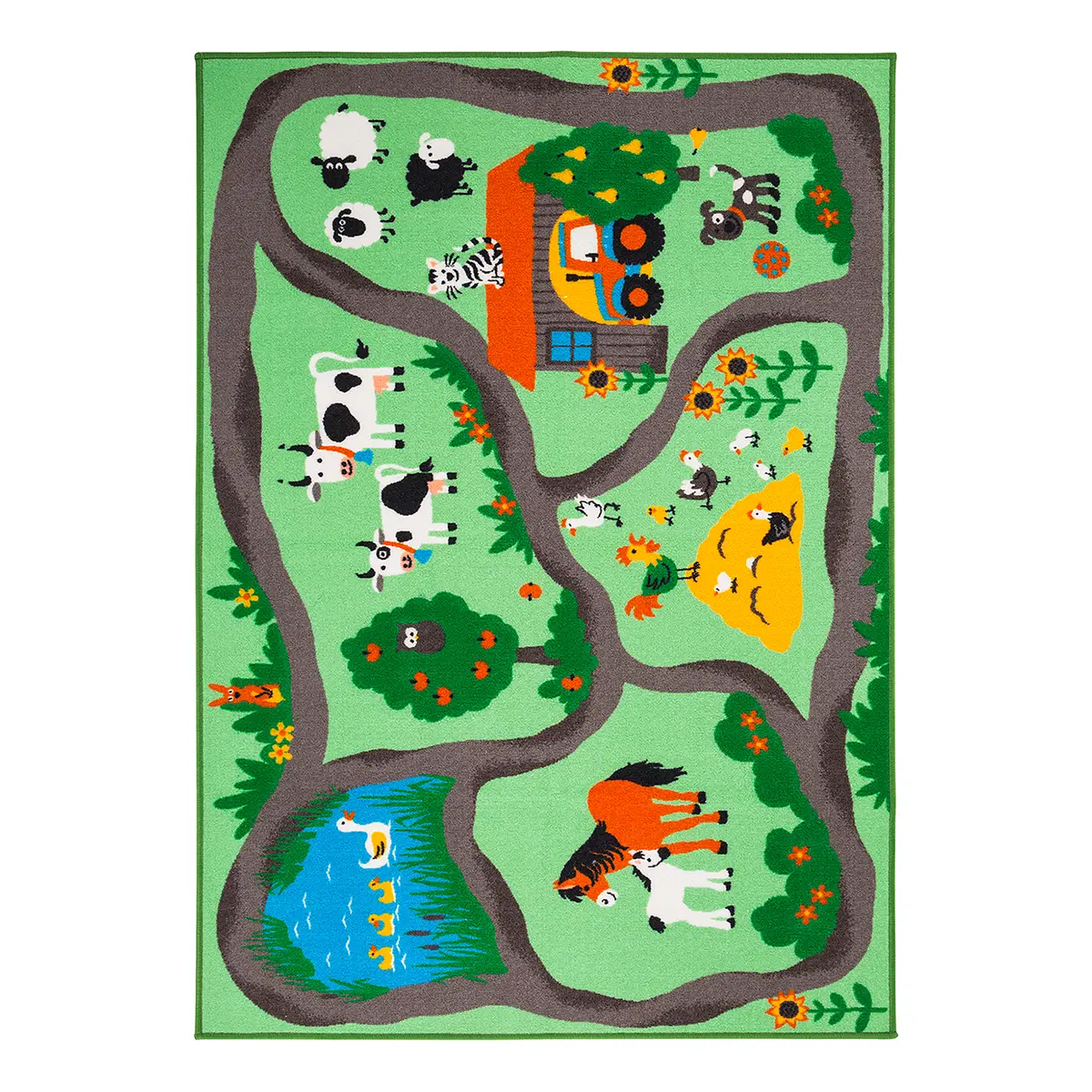 Kinderteppich Bauernhof | Mehrfarbig