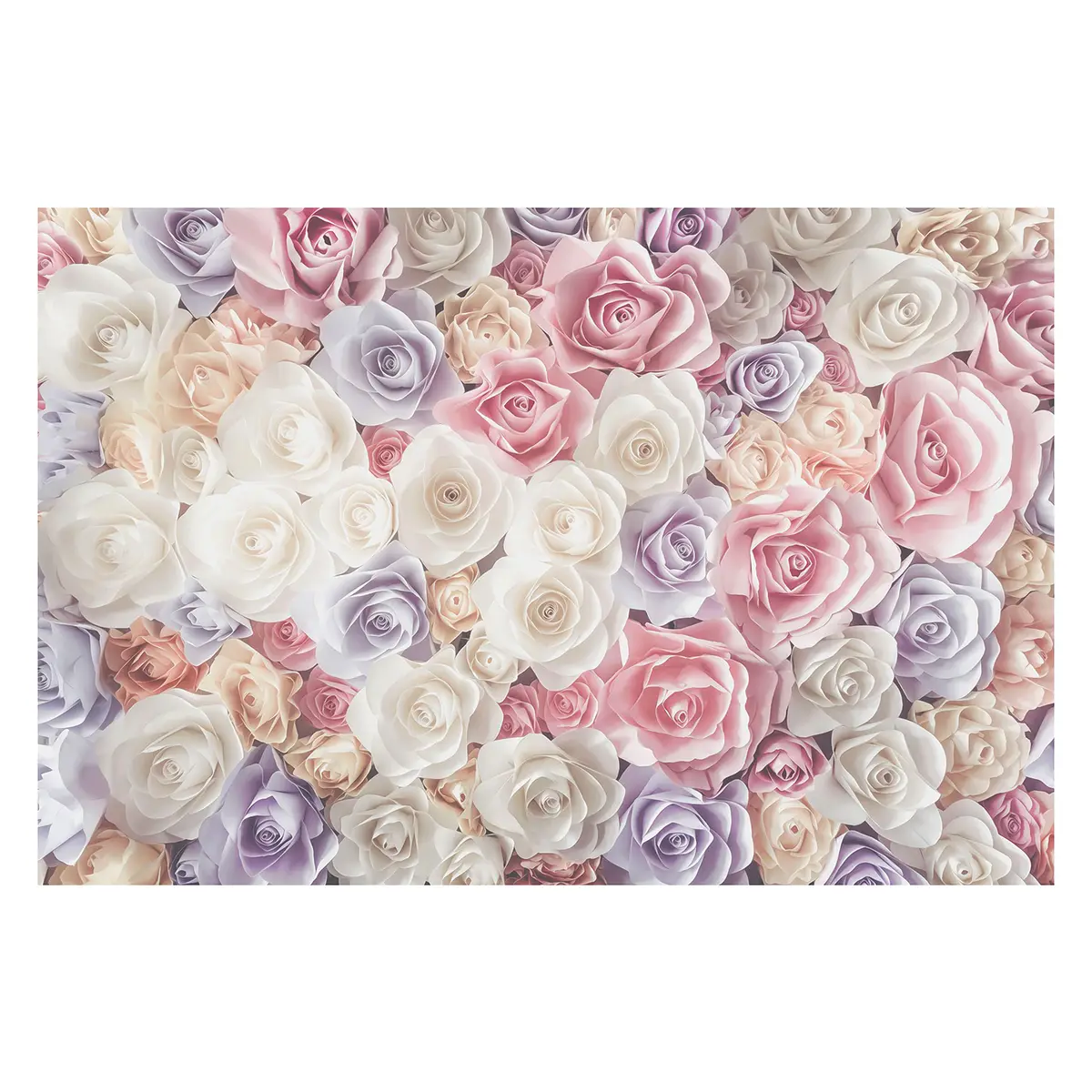 Vliestapete Pastell Paper Art Rosen | Mehrfarbig