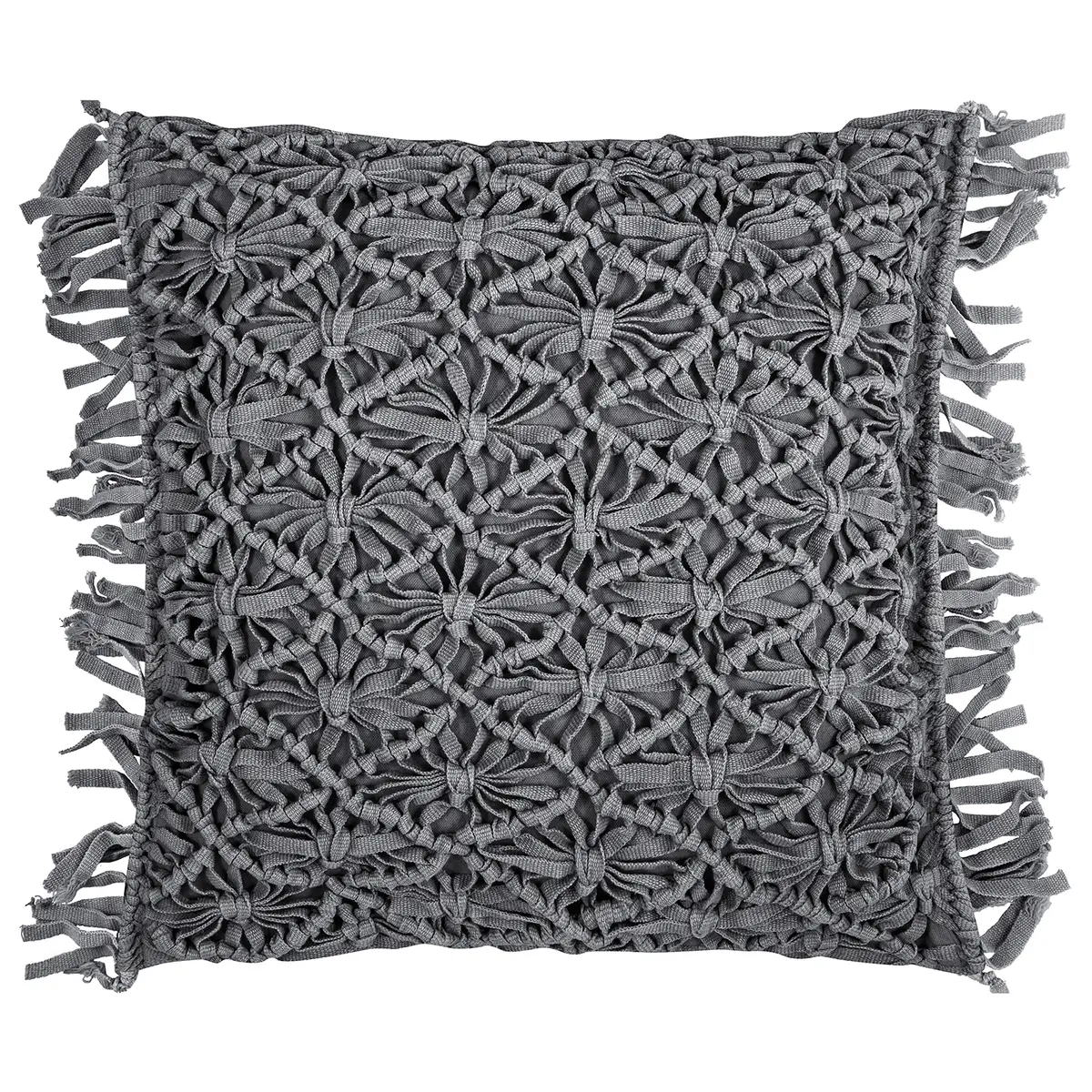 Kissenbezug Fringe Grau/Grau 45 x 45cm | Grau