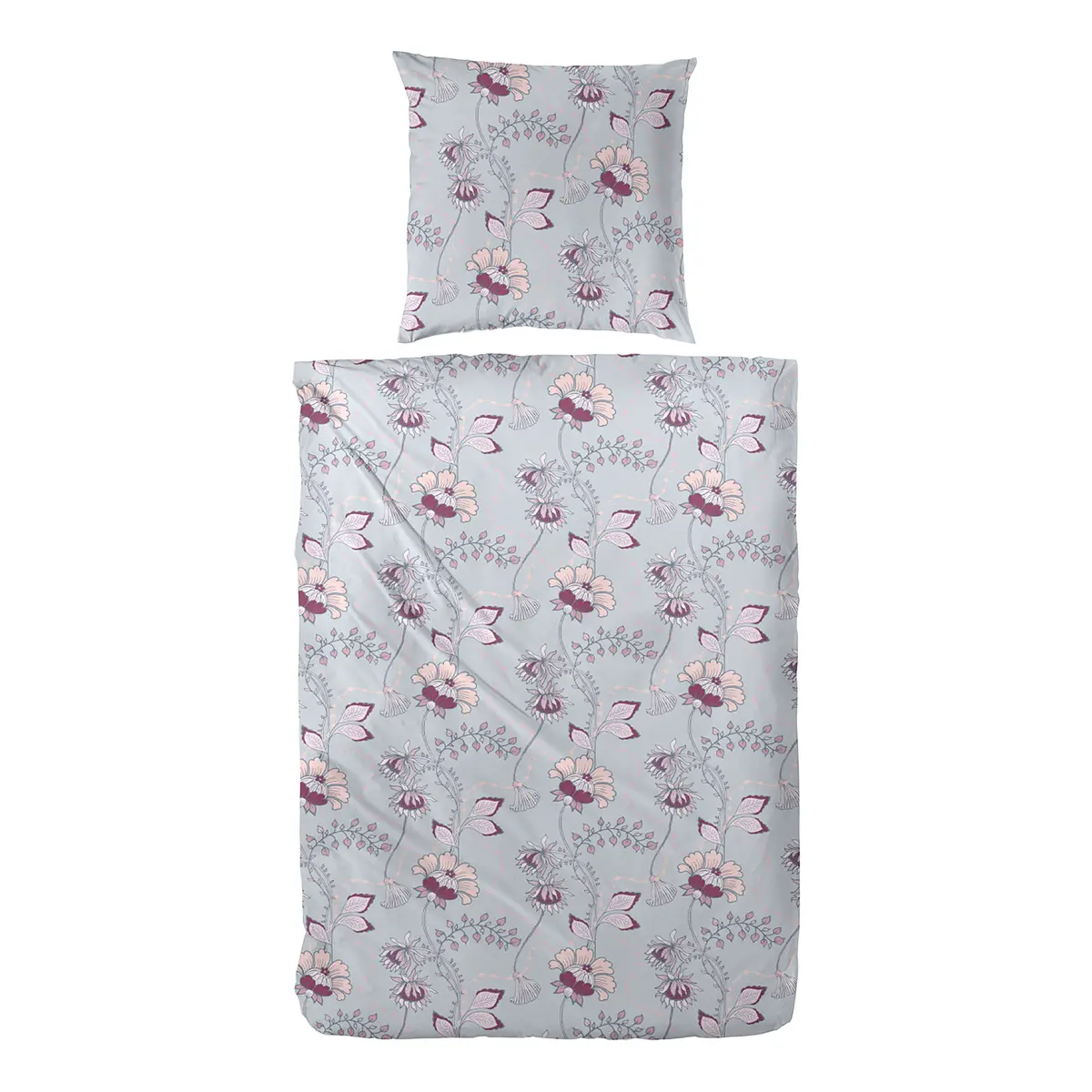 Feinbiber-Bettwäsche Elegant Flower | Grau