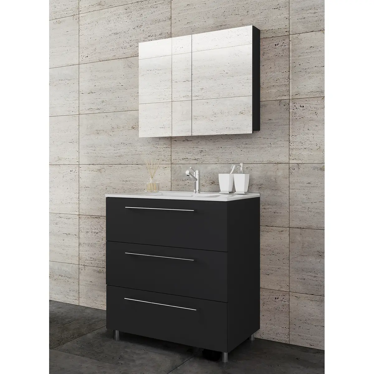 Badezimmerset Melville IV 3-teilig 60cm | Schwarz