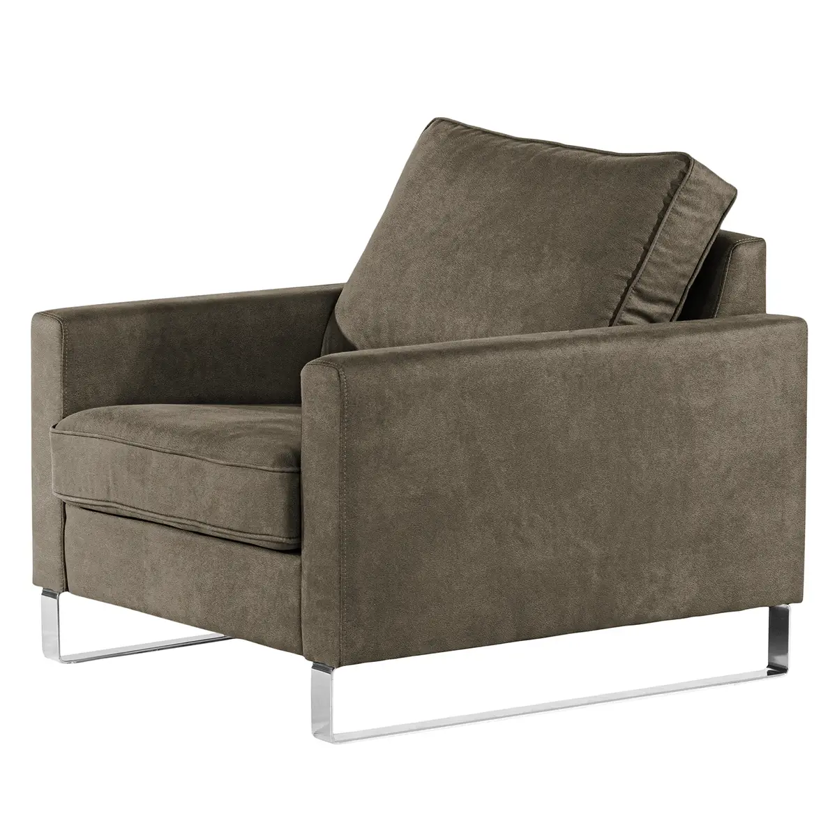home24 Sessel Grau/Dunkelbraun Microfaser Bice | Braun