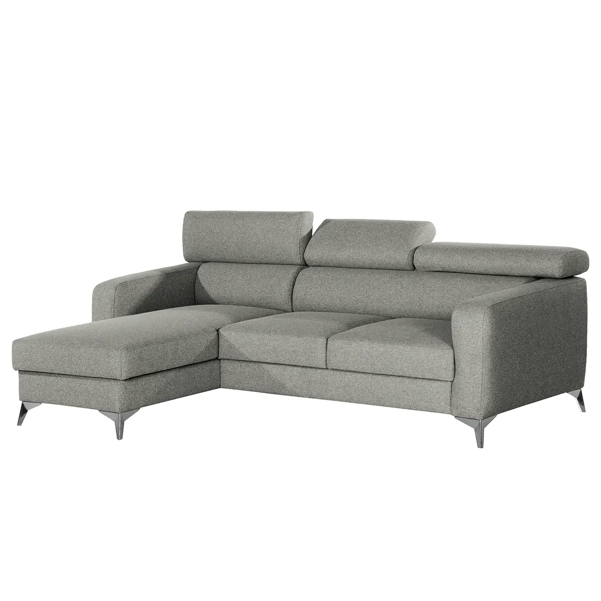 Ecksofa mit Longchair Grau/Grau Webstoff Voer | Grau