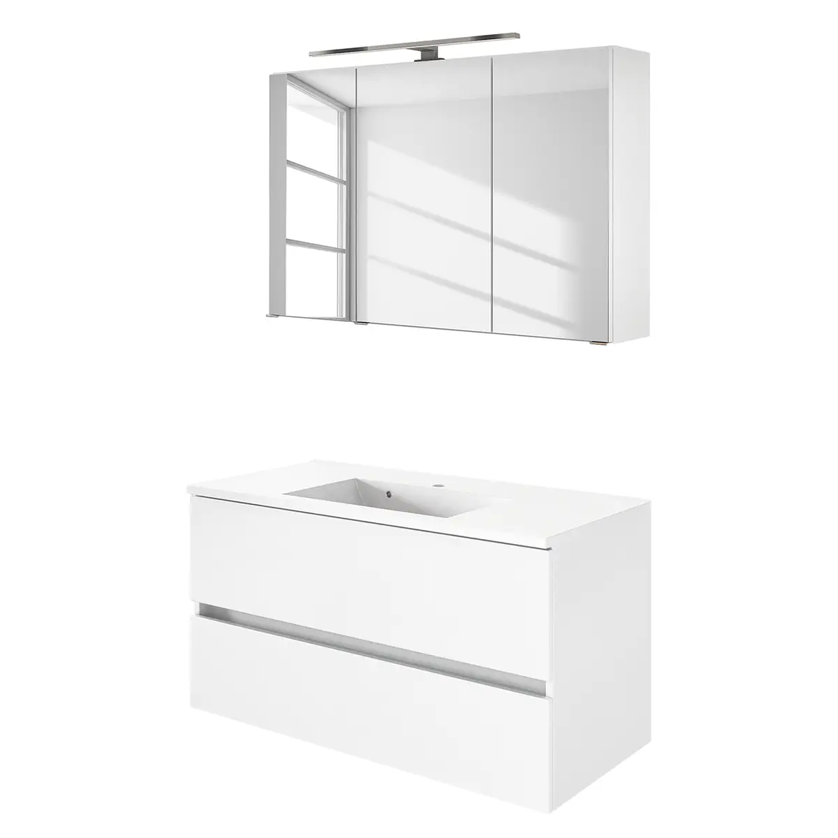 Badezimmerset Tira 2-teilig 100cm Weiß/Matt Weiß | Weiß