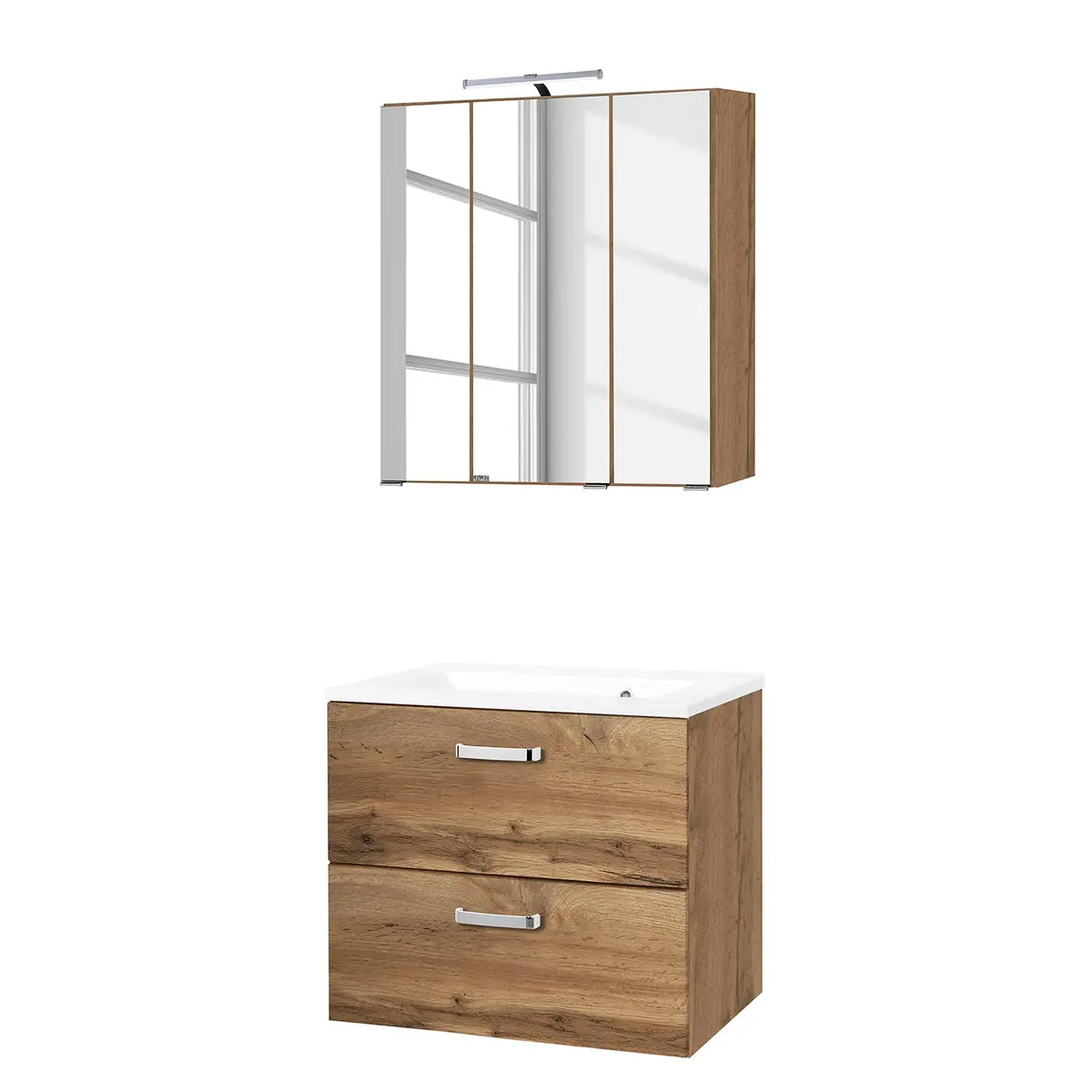 Badezimmerset 2-teilig 60cm Braun/Wotaneiche Dekor | Braun