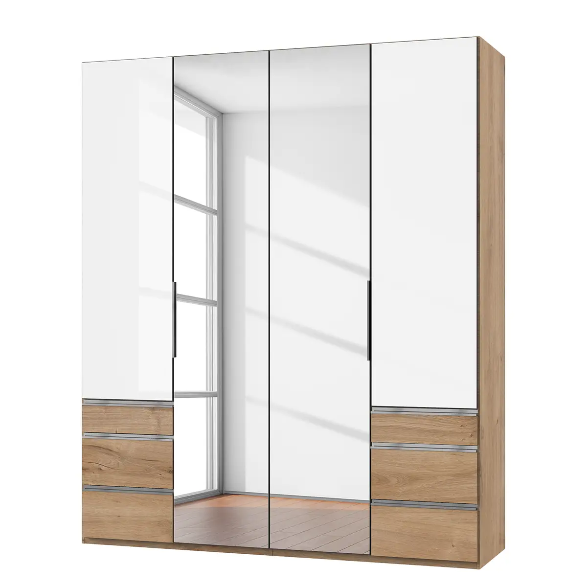 Drehtürenschrank Level 36 D IV 200 x 236cm Weiß/Hochglanz
