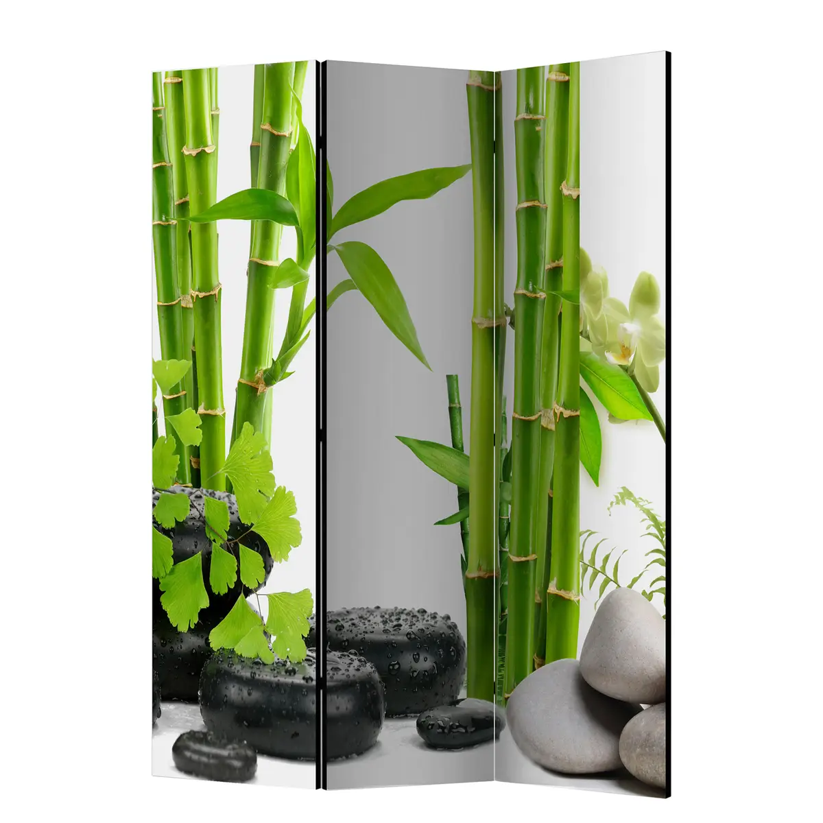 Paravent Bamboos & Stones | Mehrfarbig