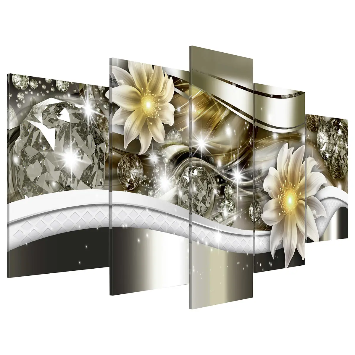 Bild Luminous Wave Leinen Multicolor | Mehrfarbig