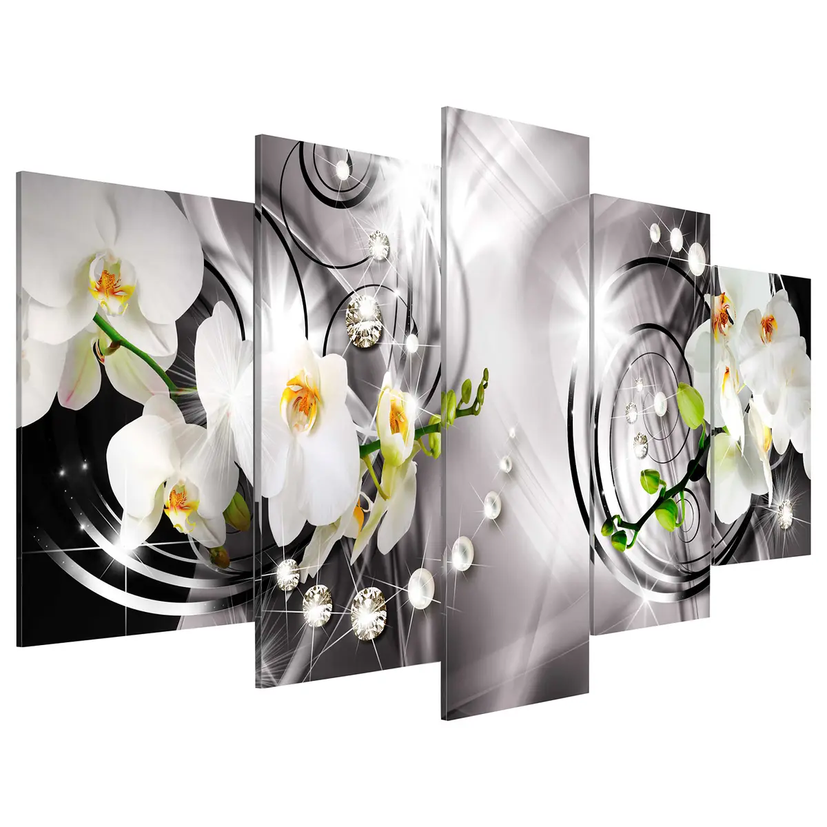 Bild Orchid, Pearls & Diamonds Leinen Multicolor | Mehrfarbig
