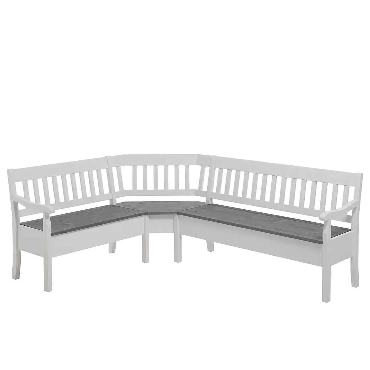 Eckbank Boston I 213cm Weiß/Kiefer Grau/Kiefer Weiß | Weiß
