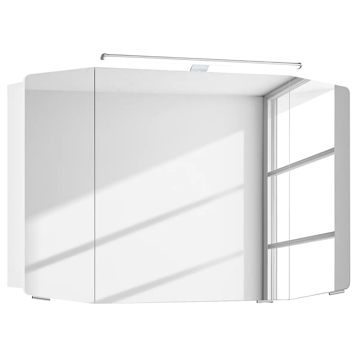 Spiegelschrank Cassca 100cm Weiß/Hochglanz Weiß | Weiß