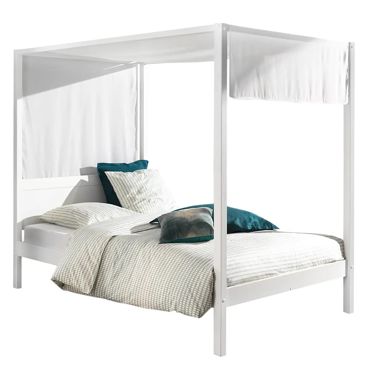 Himmelbett II 140 x 200cm Weiß | Weiß