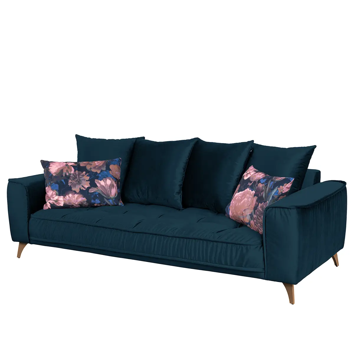 3-Sitzer Sofa Blau/Dunkelblau Samt | Blau