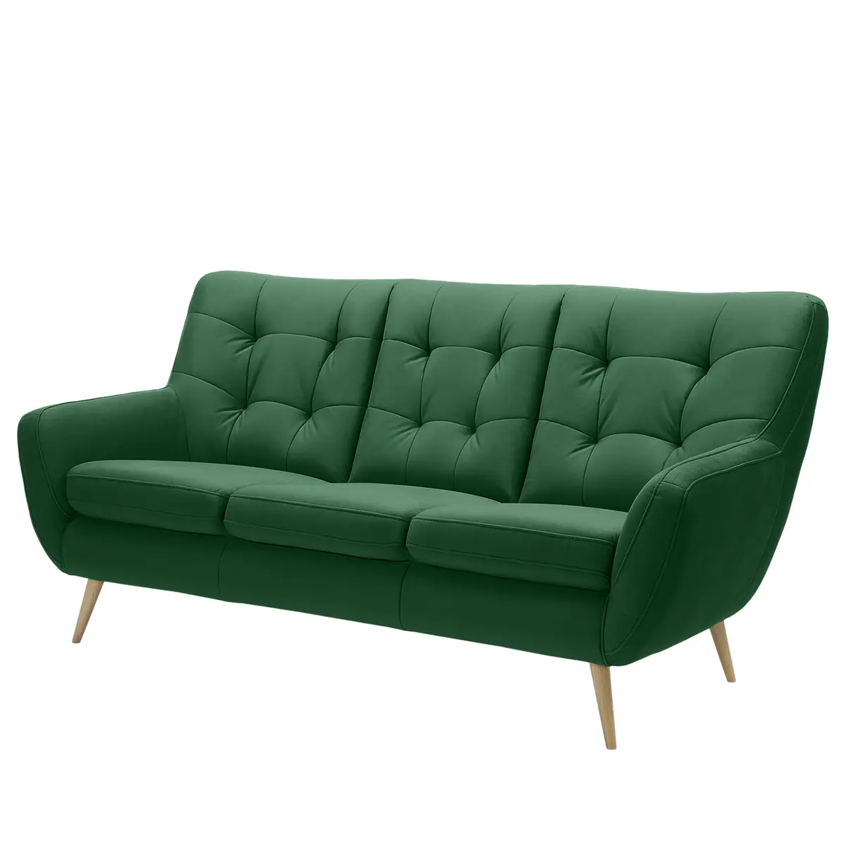 Sofa Sawston I 3-Sitzer Grün/Grün Samt | Grün