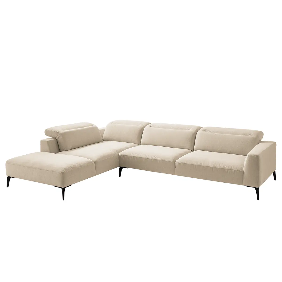 Ecksofa mit Ottomane Beige/Beige Webstoff Saia | Beige
