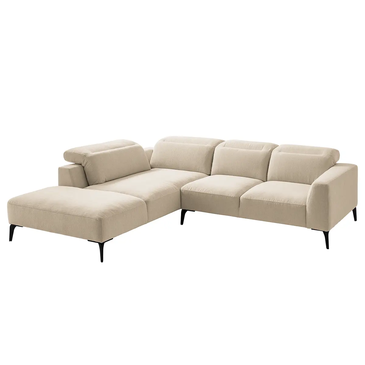 Ecksofa mit Ottomane Beige/Beige Webstoff Saia 263cm Ottomane