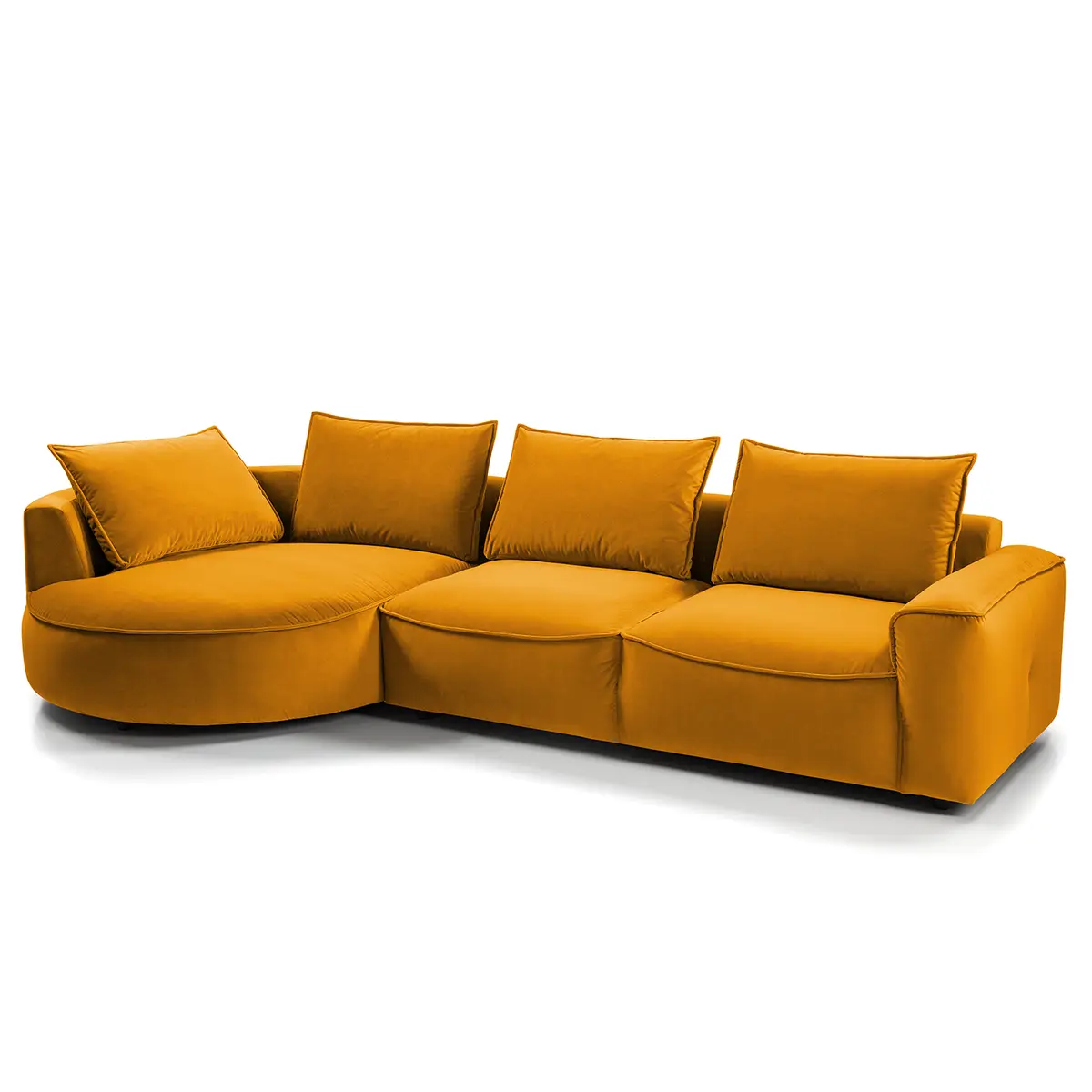 Studio Copenhagen Ecksofa mit Ottomane Orange Samt Shyla | Orange