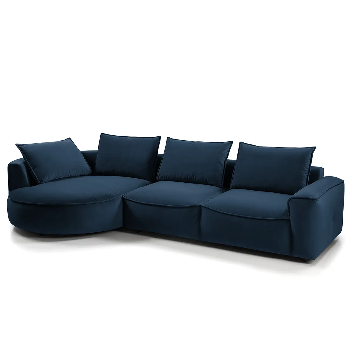 Ecksofa mit Ottomane Blau Samt Shyla | Blau
