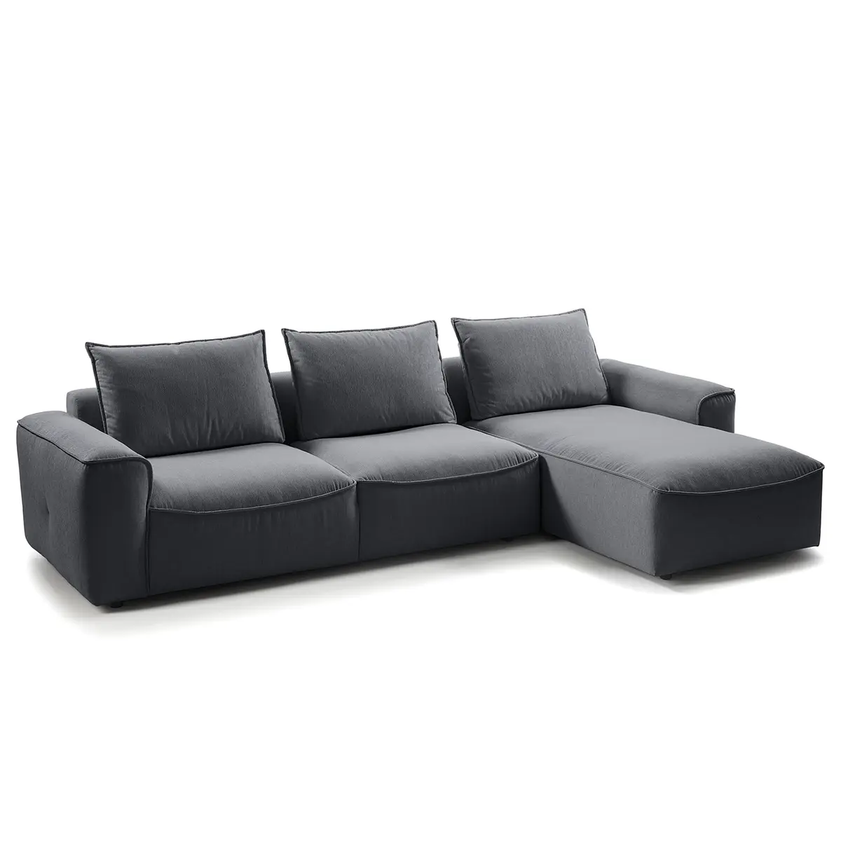 Ecksofa mit Longchair Grau Webstoff Saia | Grau