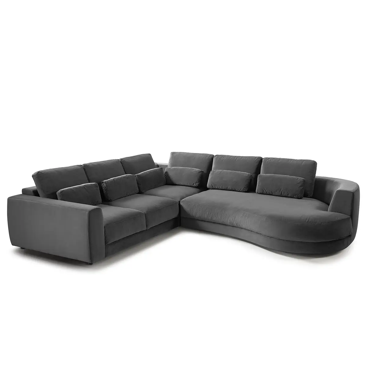 Ecksofa 2-Sitzer mit Ottomane Grau Samt Shyla | Grau